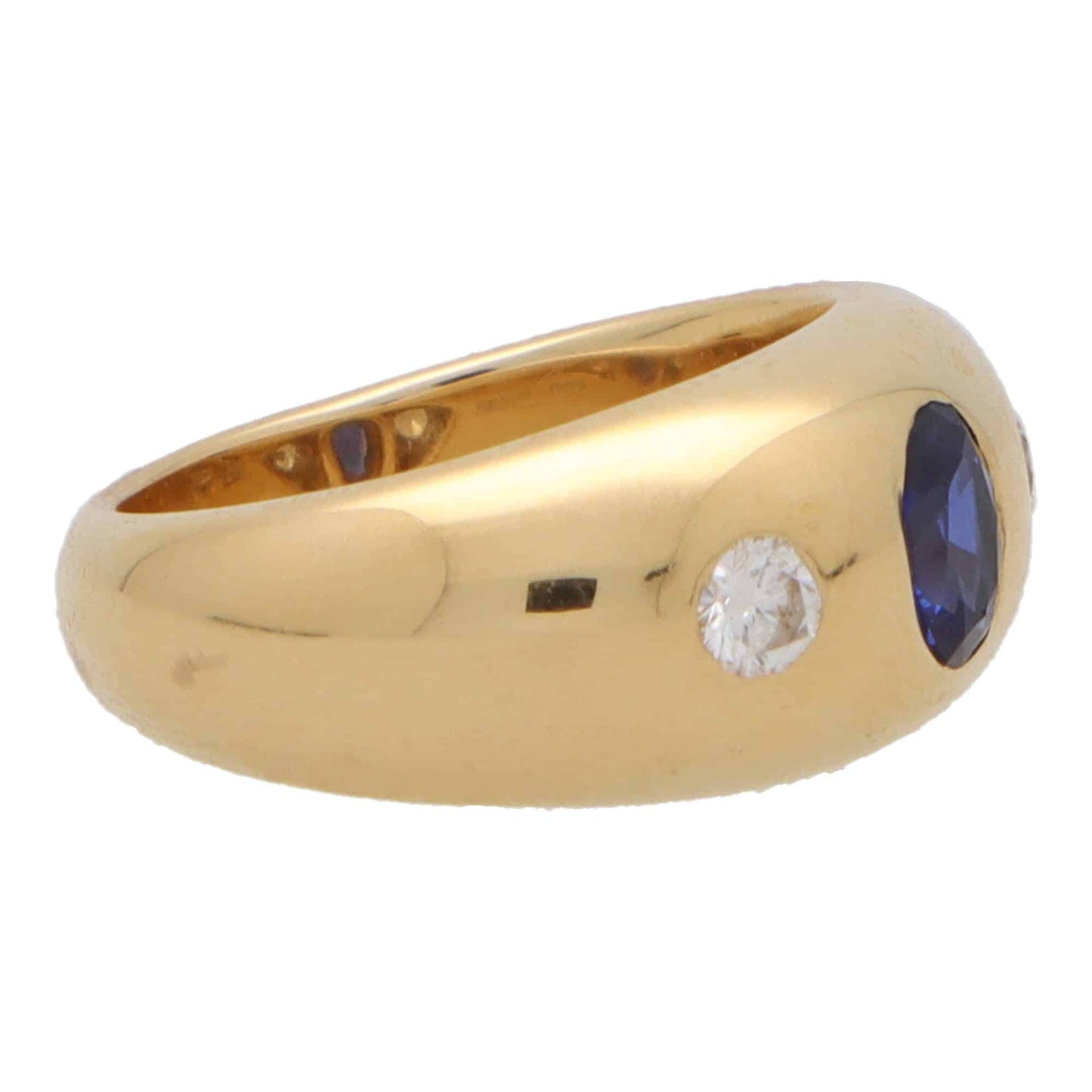 Vintage Bvlgari Sapphire and Diamond Set Gold Gypsy Ring