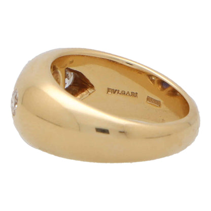 Vintage Bvlgari Sapphire and Diamond Set Gold Gypsy Ring