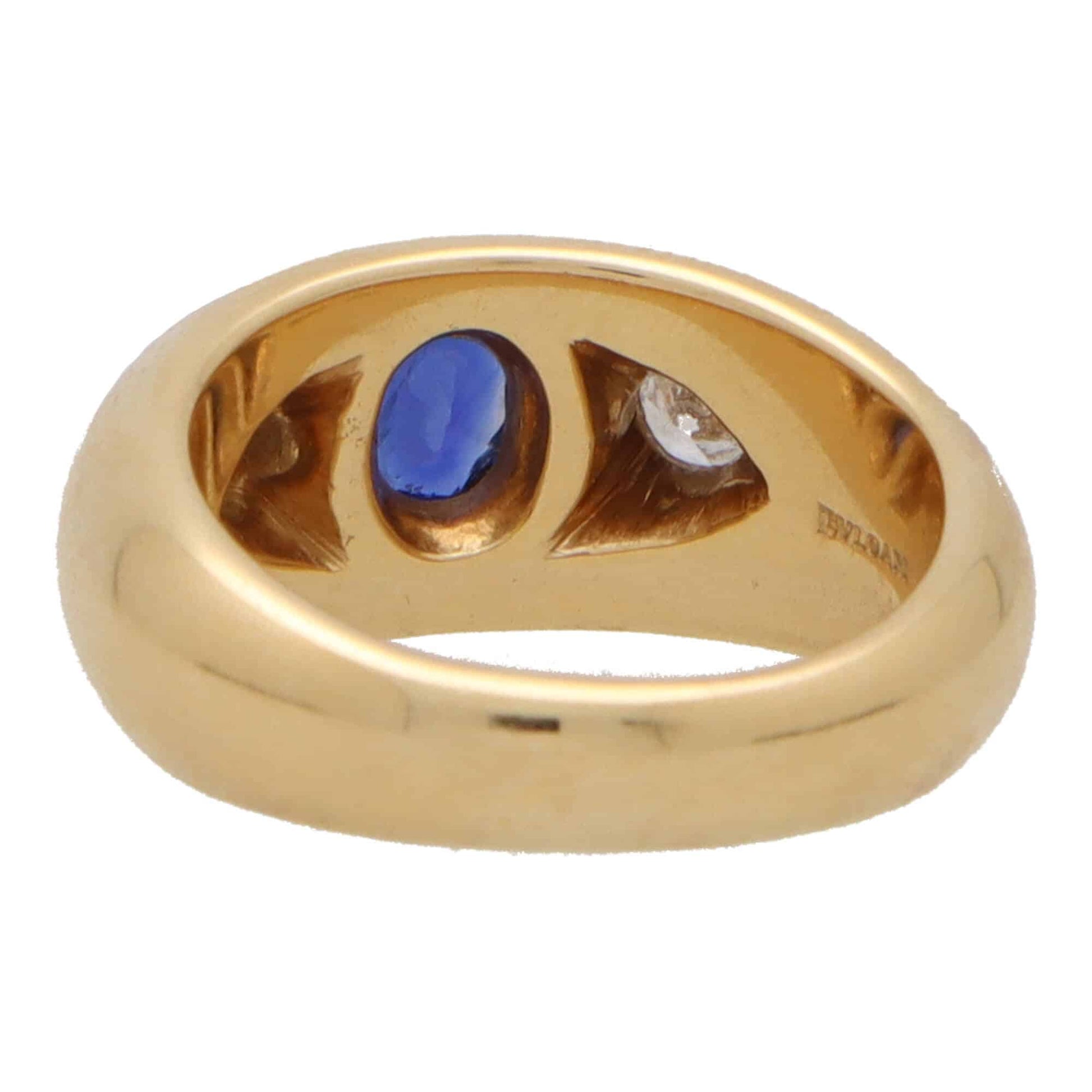 Vintage Bvlgari Sapphire and Diamond Set Gold Gypsy Ring