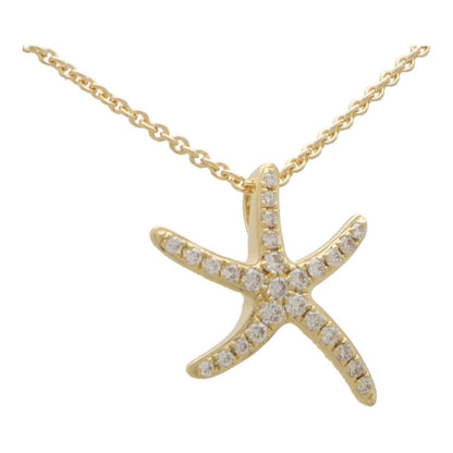 Diamond Set Yellow Gold Starfish Pendant Necklace