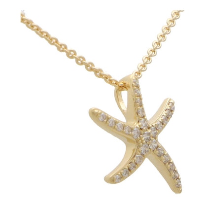 Diamond Set Yellow Gold Starfish Pendant Necklace