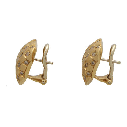 Damiani diamond chequerboard earrings in yellow gold.