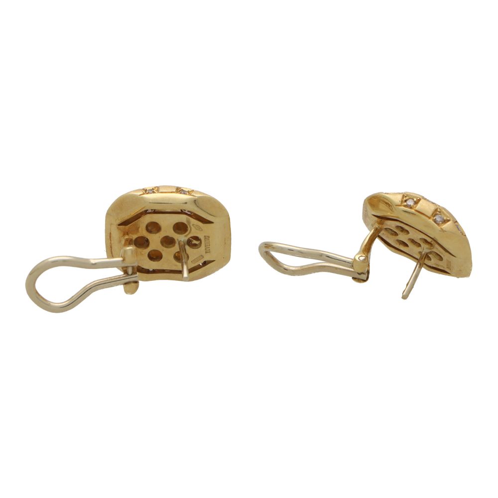 Damiani diamond chequerboard earrings in yellow gold.