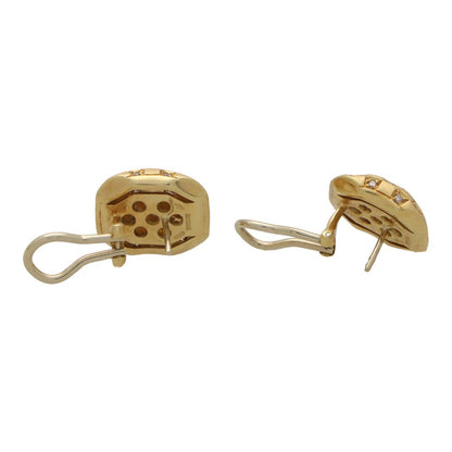 Damiani diamond chequerboard earrings in yellow gold.