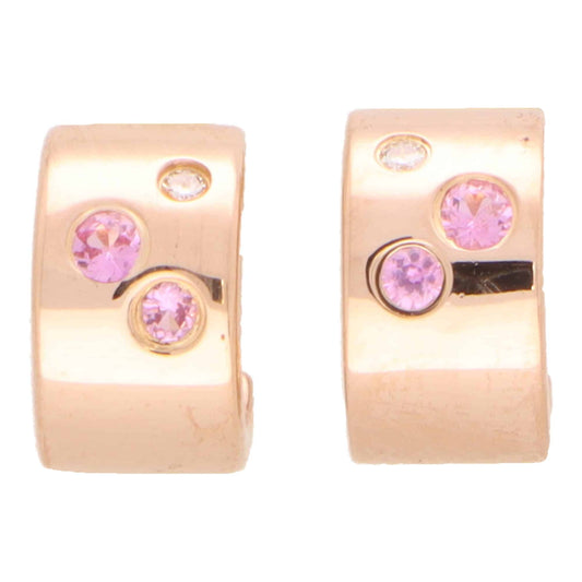 Vintage Pink Sapphire Hoop Earrings In 18 Carat Rose Gold