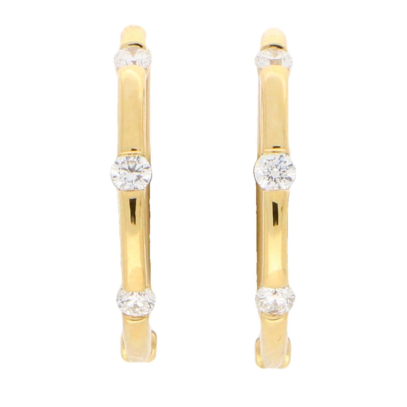 18ct Yellow Gold Hoop Earrings with Diamonds
