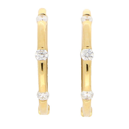 18ct Yellow Gold Hoop Earrings with Diamonds