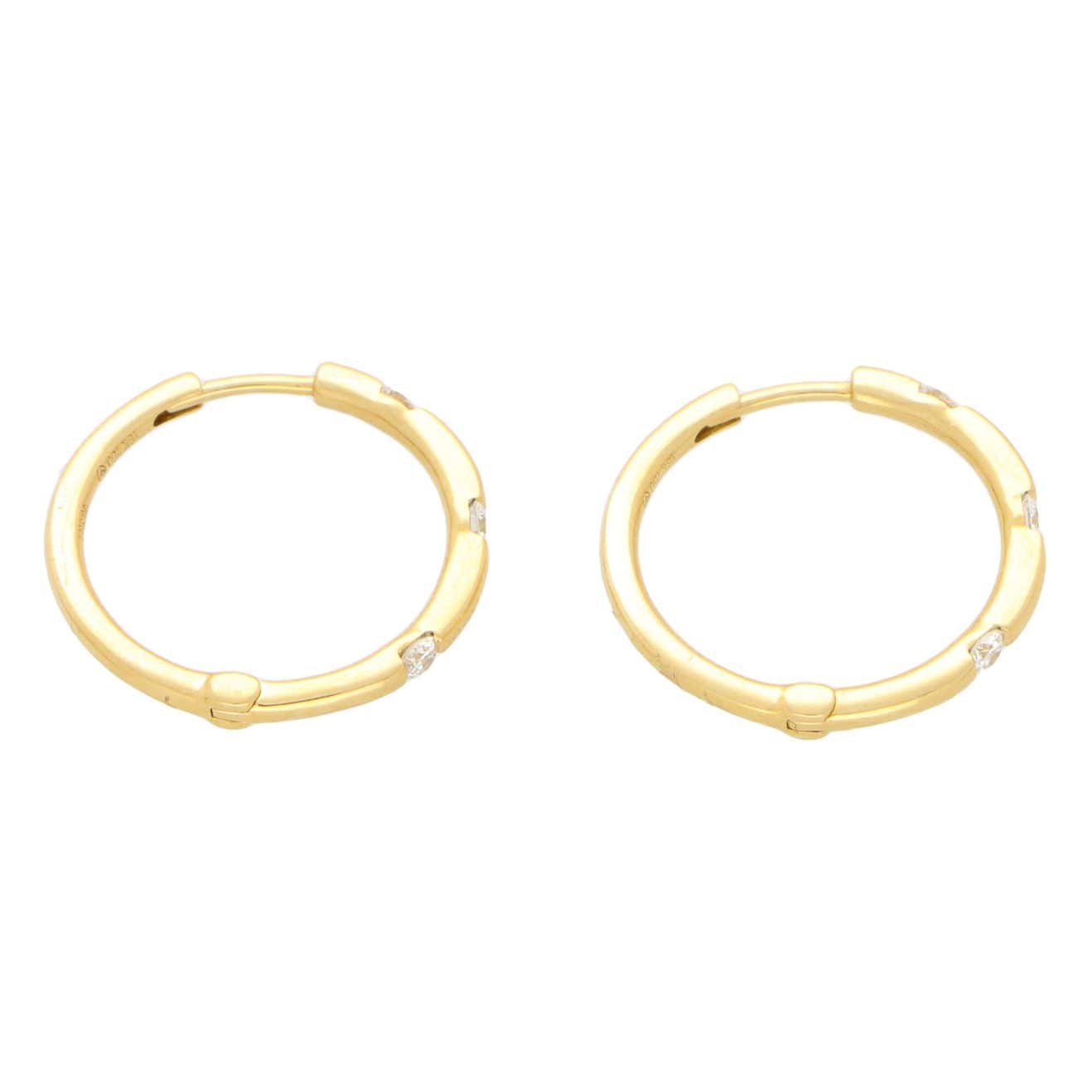 18ct Yellow Gold Hoop Earrings with Diamonds