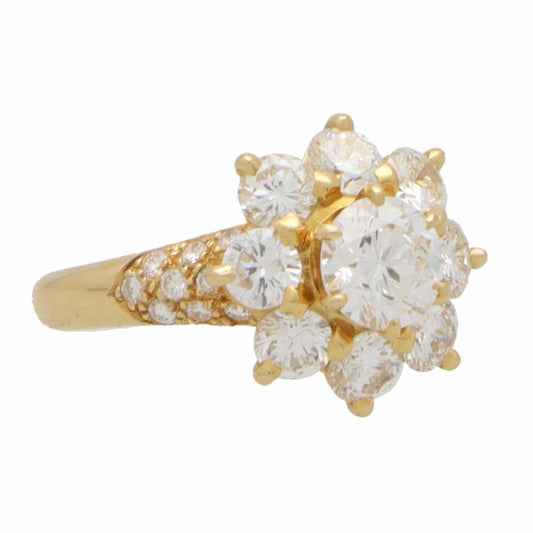 Vintage Diamond Floral Cluster Ring, 2.45ct
