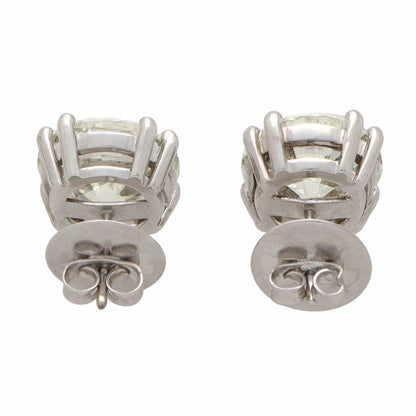 GIA Certified Old European Cut Diamond Solitaire Stud Earrings in Platinum