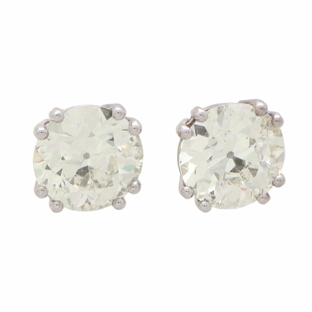 GIA Certified Old European Cut Diamond Solitaire Stud Earrings in Platinum