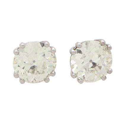 GIA Certified Old European Cut Diamond Solitaire Stud Earrings in Platinum