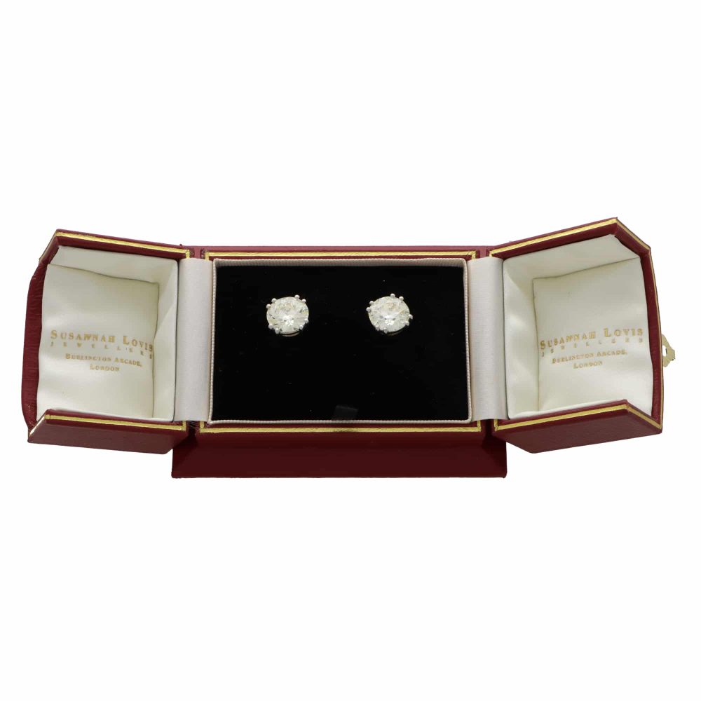 GIA Certified Old European Cut Diamond Solitaire Stud Earrings in Platinum