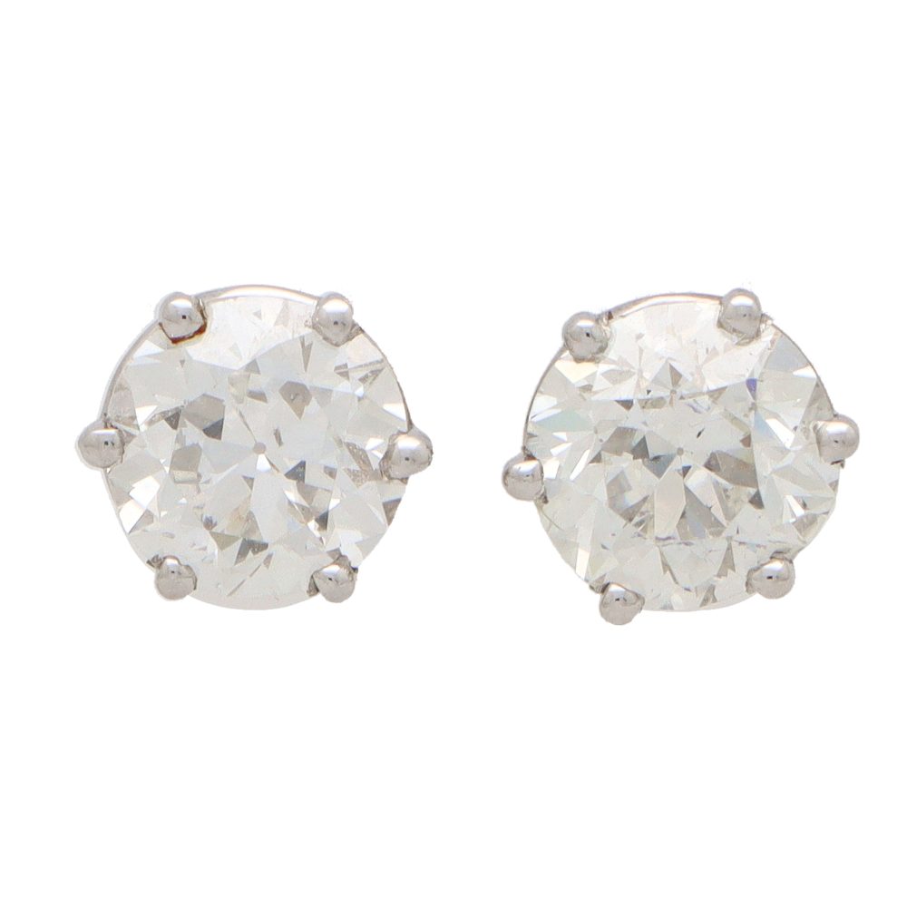 GIA Certified Single Stone 4.44ct Diamond Solitaire Stud Earrings in Platinum with GIA Certificates