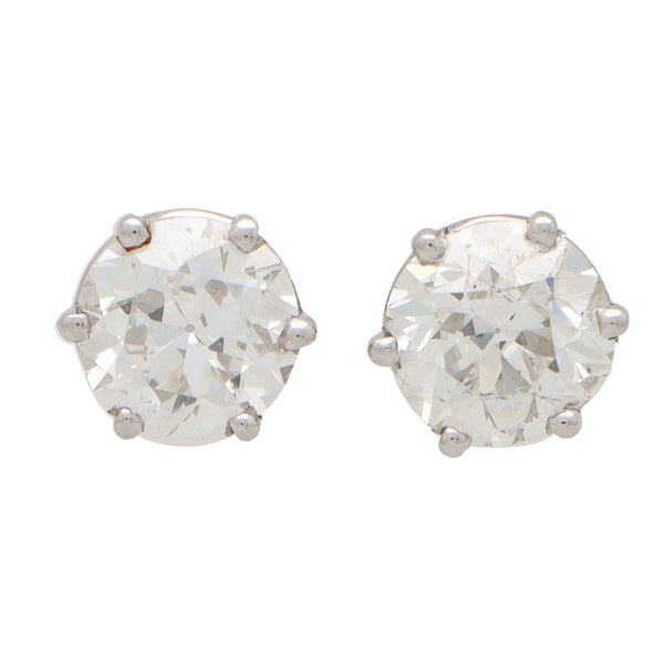 GIA Certified Single Stone 4.44ct Diamond Solitaire Stud Earrings in Platinum with GIA Certificates