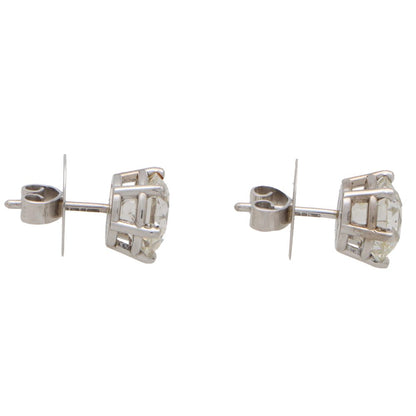 GIA Certified Single Stone 4.44ct Diamond Solitaire Stud Earrings in Platinum with GIA Certificates