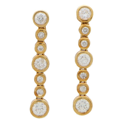 Modern Rubover 1ct Diamond Drop Earrings in 18ct Yellow Gold