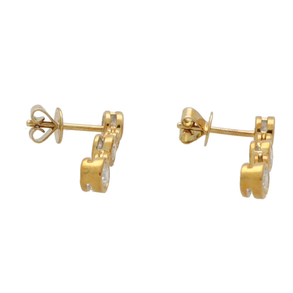 Modern Rubover 1ct Diamond Drop Earrings in 18ct Yellow Gold