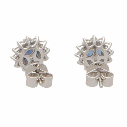 1.58ct Oval Sapphire and Diamond Cluster Earrings in 18ct White Gold