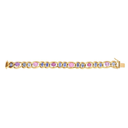 Vintage Pastel Pink and Blue Sapphire Link Bracelet