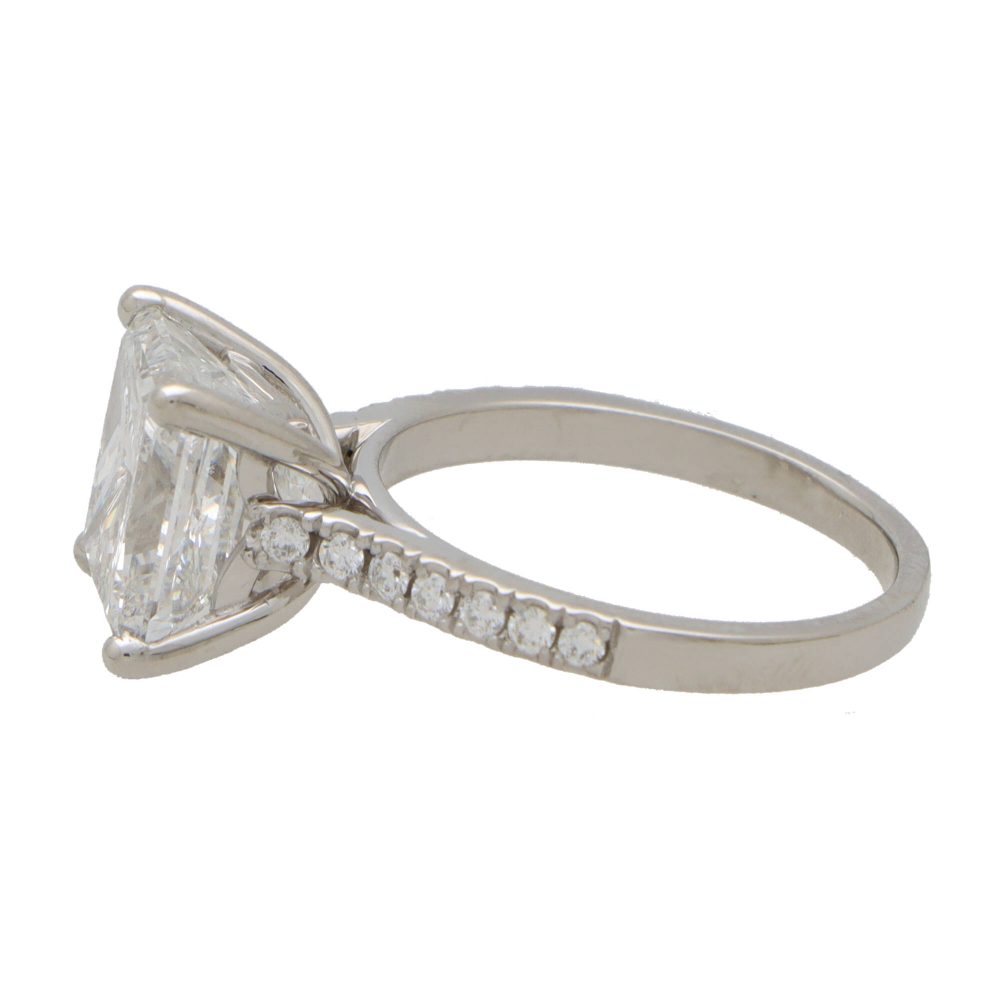 5.02ct Princess Cut Diamond and Platinum Ring with Certificate