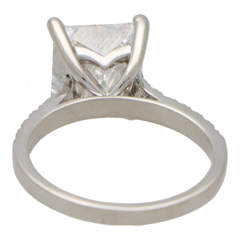 5.02ct Princess Cut Diamond and Platinum Ring with Certificate