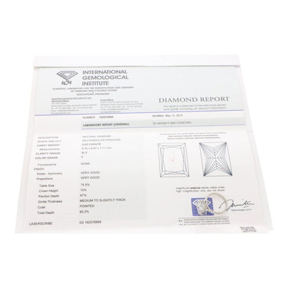 5.02ct Princess Cut Diamond and Platinum Ring with Certificate