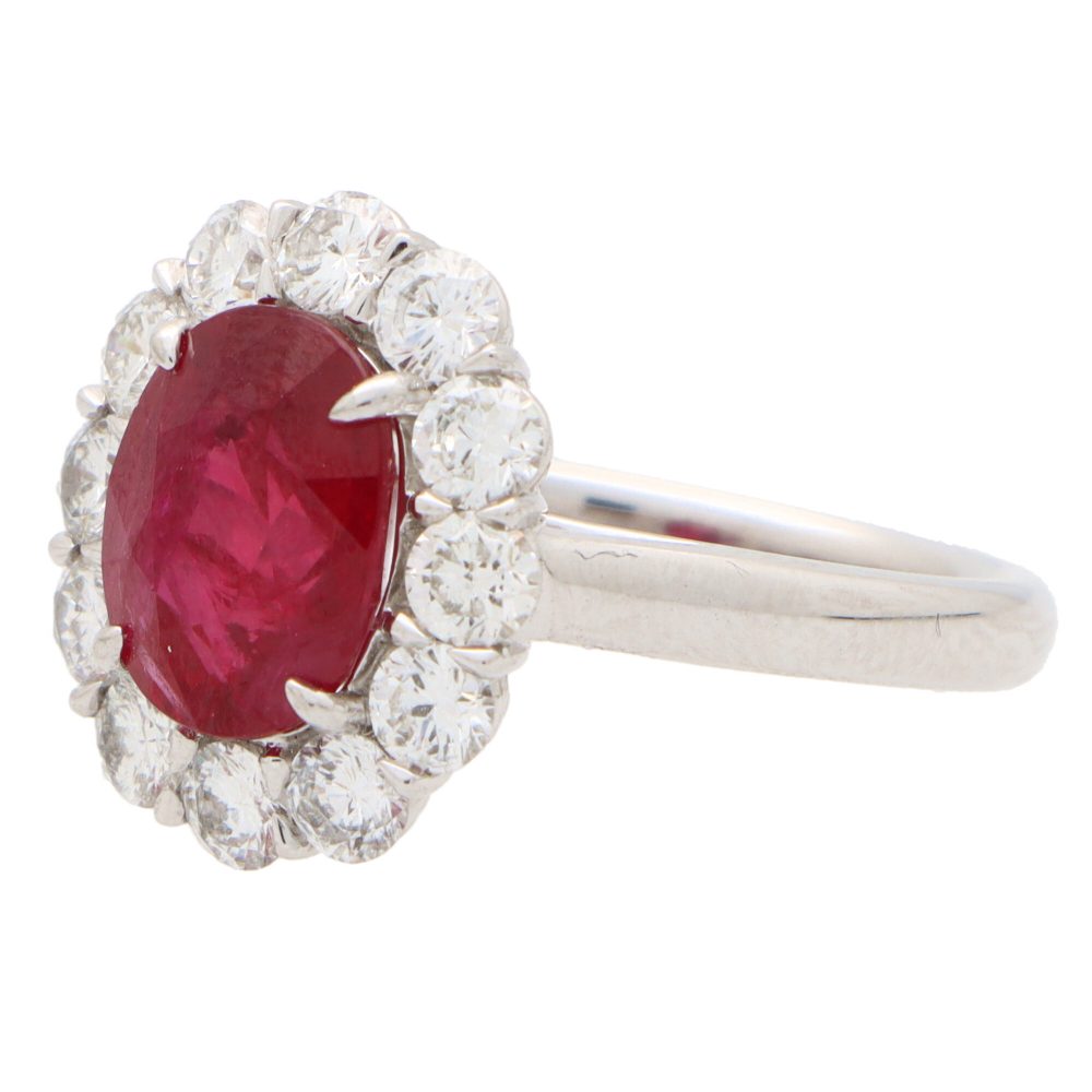 2.94ct Ruby and Diamond Cluster Ring