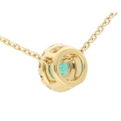 0.30ct Emerald and Diamond Cluster Pendant Necklace in Yellow Gold