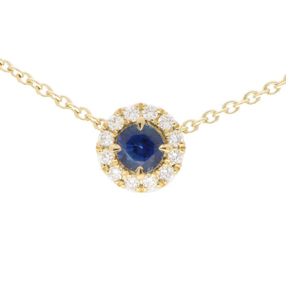 sapphire and diamond pendant circular yellow gold