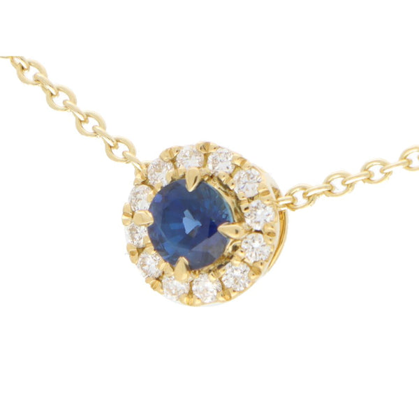 sapphire and diamond pendant round yellow gold