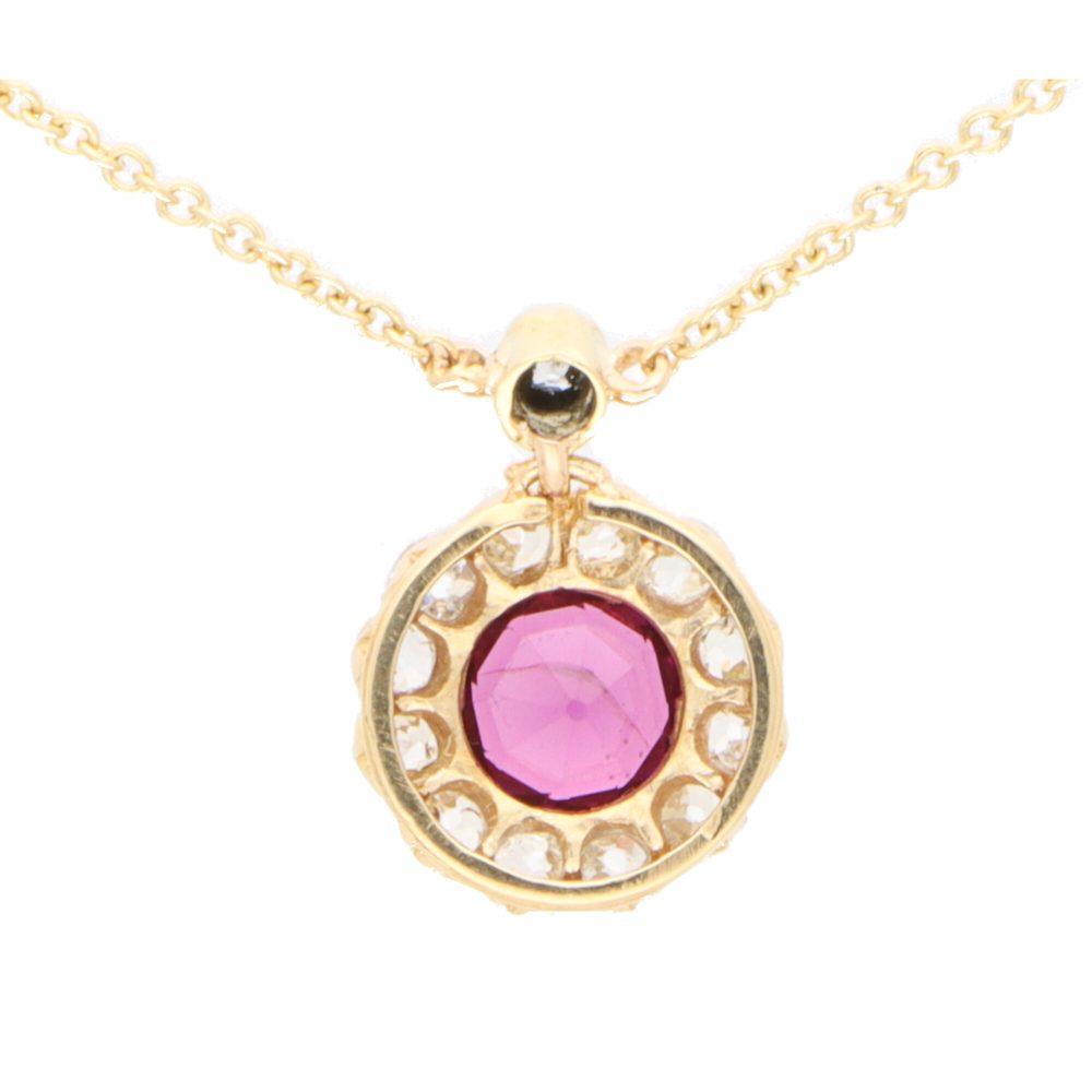 Antique Victorian Almandine Garnet and Old Cut Diamond Cluster Pendant