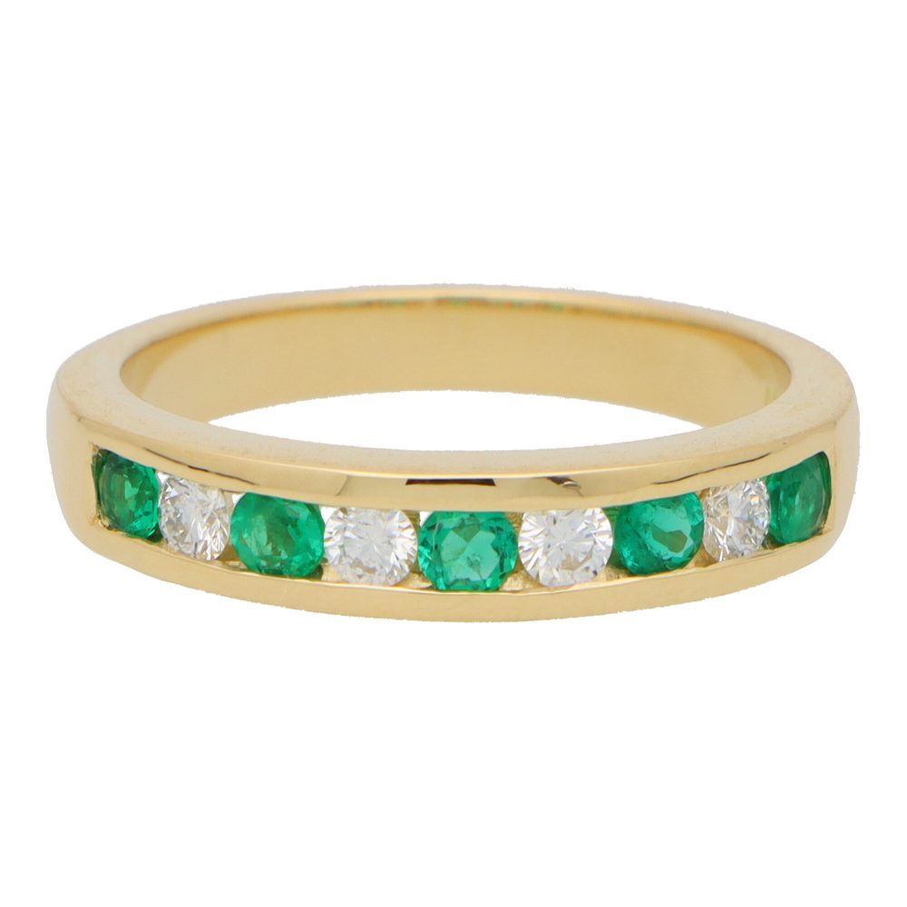 Emerald and Diamond Half Eternity Band Ring - Deposit Payment