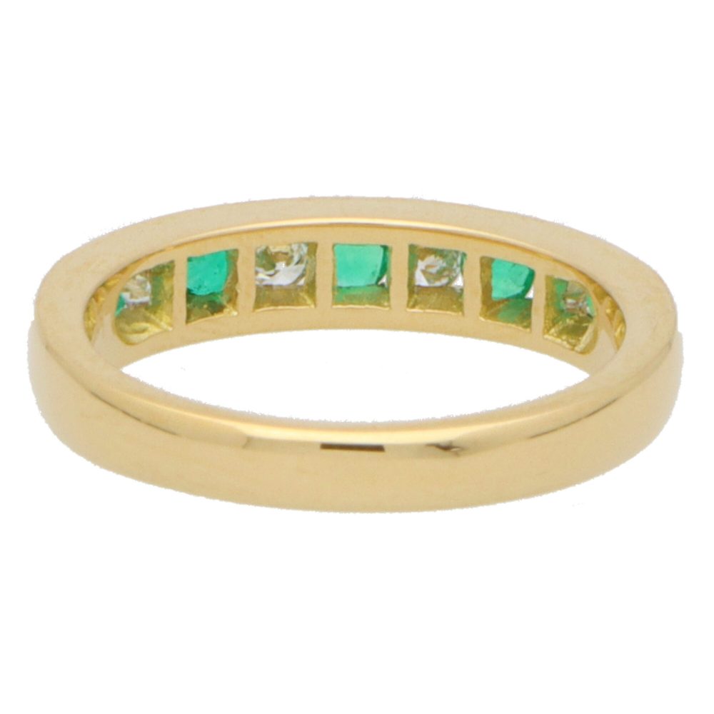0.22ct Emerald and Diamond Half Eternity Band Ring