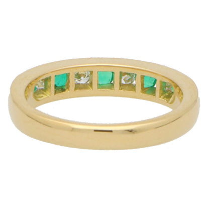 0.22ct Emerald and Diamond Half Eternity Band Ring