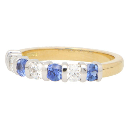Sapphire and Diamond Half Eternity Ring in 18ct Gold