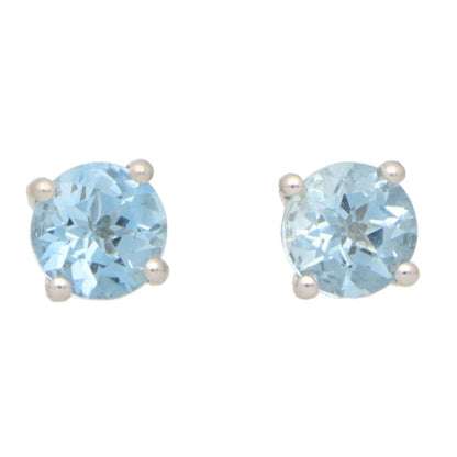 0.89ct Aquamarine Solitaire Stud Earrings