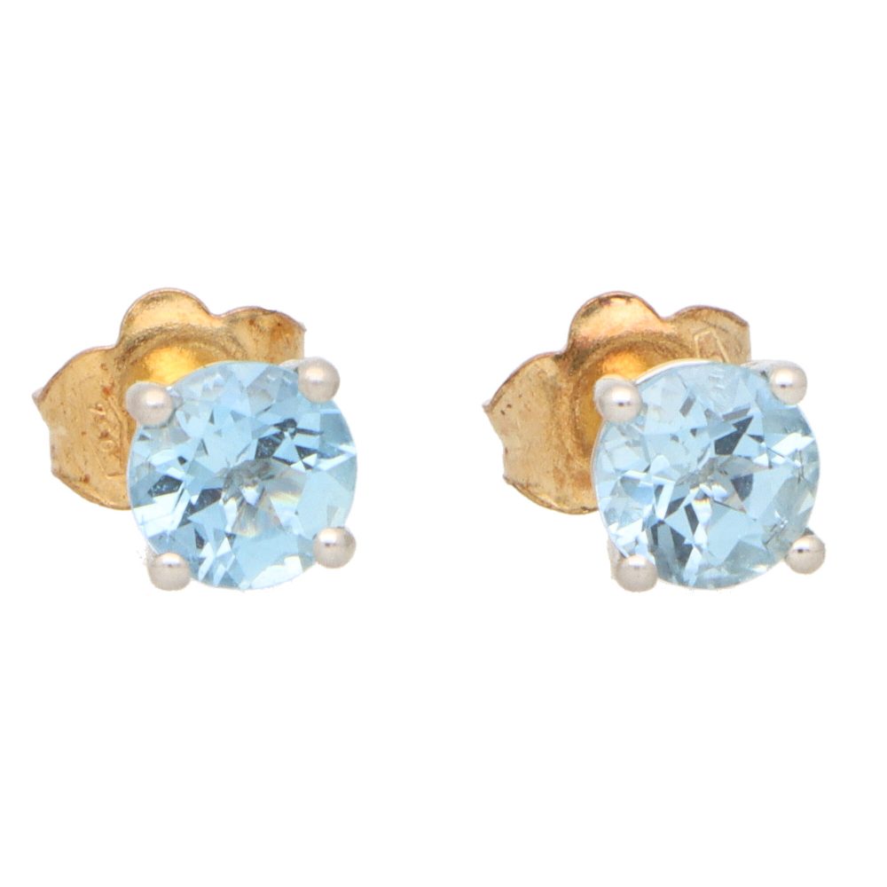 0.89ct Aquamarine Solitaire Stud Earrings