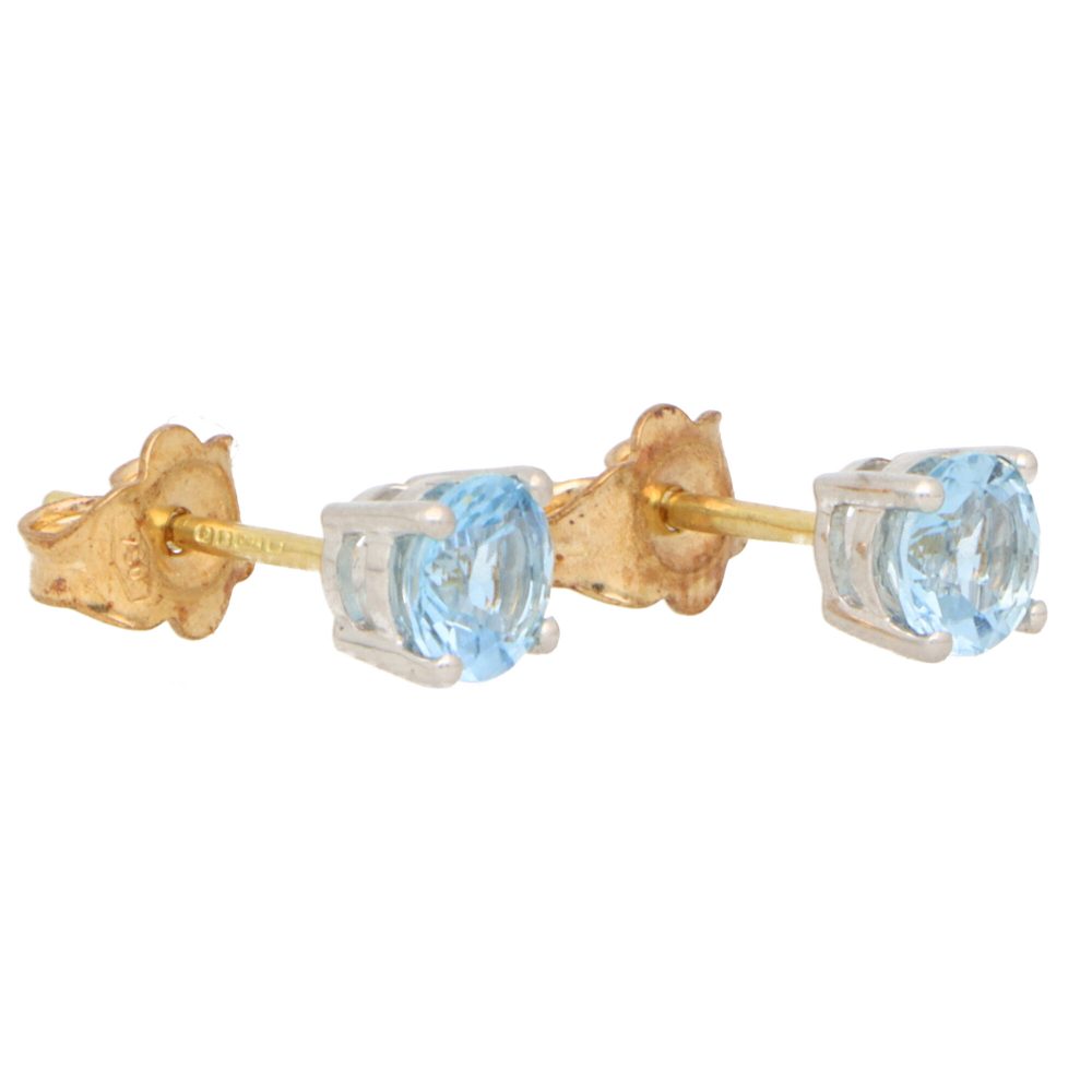0.89ct Aquamarine Solitaire Stud Earrings