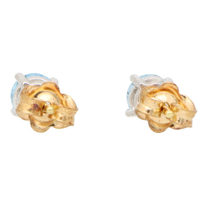 0.89ct Aquamarine Solitaire Stud Earrings