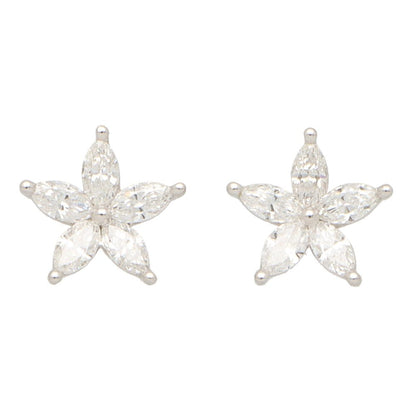 0.90ct Marquise Cut Diamond Floral Stud Earrings