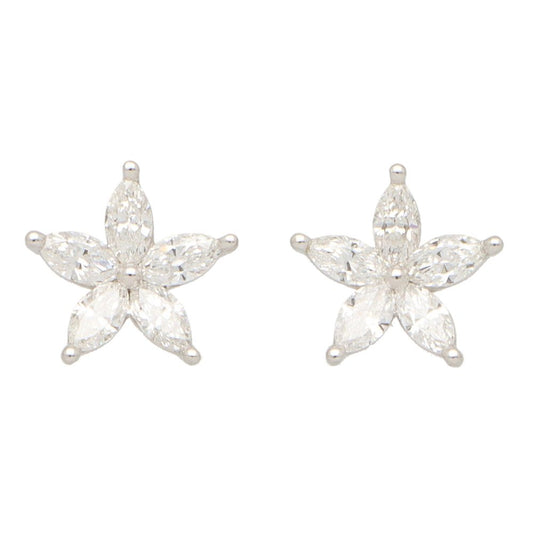 0.90ct Marquise Cut Diamond Floral Stud Earrings