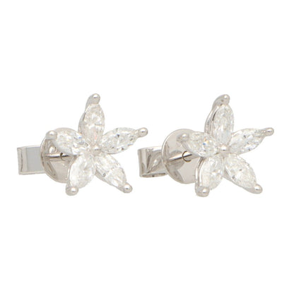 0.90ct Marquise Cut Diamond Floral Stud Earrings