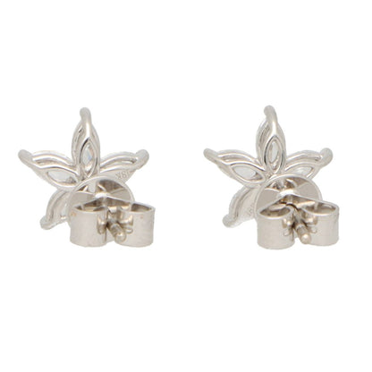 0.90ct Marquise Cut Diamond Floral Stud Earrings