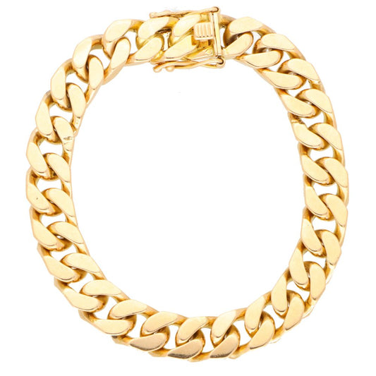 Vintage 18ct Yellow Gold Flat Curb Link Chain Bracelet