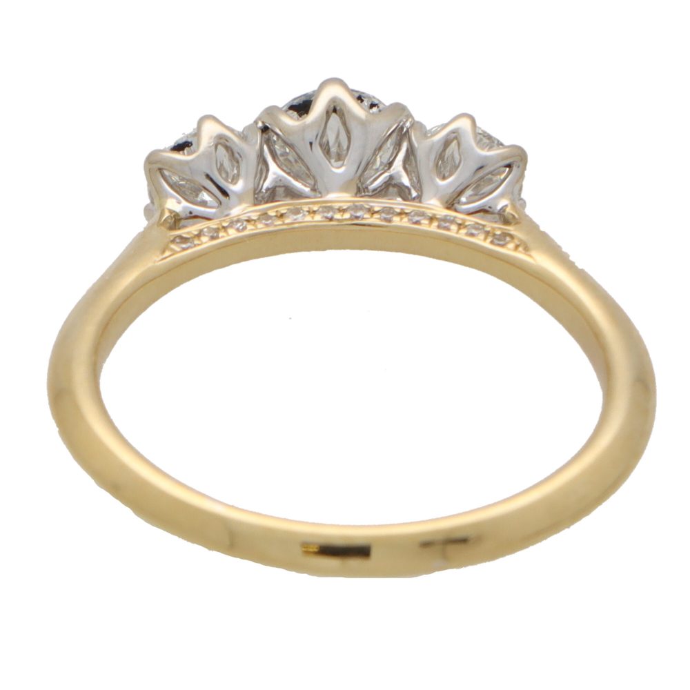 1.43ct Diamond Three Stone Ring With Diamond Shank