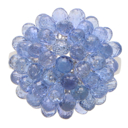 Hydrangea 22.15ct Briolette Blue Sapphire and Diamond Cluster Cocktail Ring