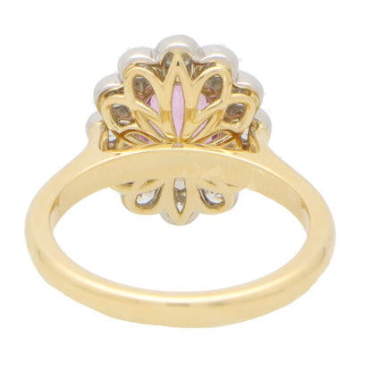 2ct Pink Sapphire and Diamond Oval Floral Cluster Ring