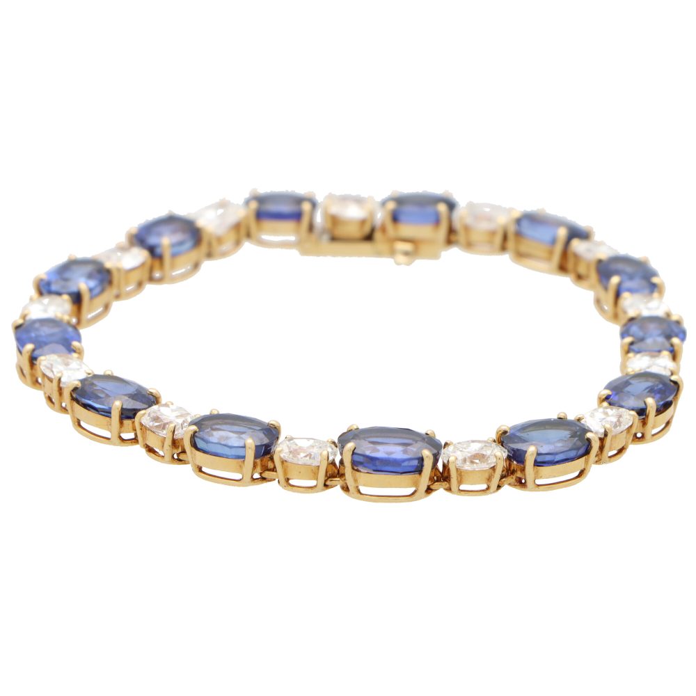 Vintage Oval Sapphire and Diamond Bracelet