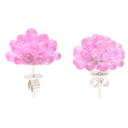 Hydrangea 38.46ct Briolette Pink Sapphire Floral Cluster Earrings